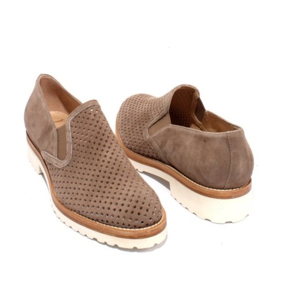 ITALIAN Brown Suede Elastic Slip On Flats Shoes - Picture 2 of 8